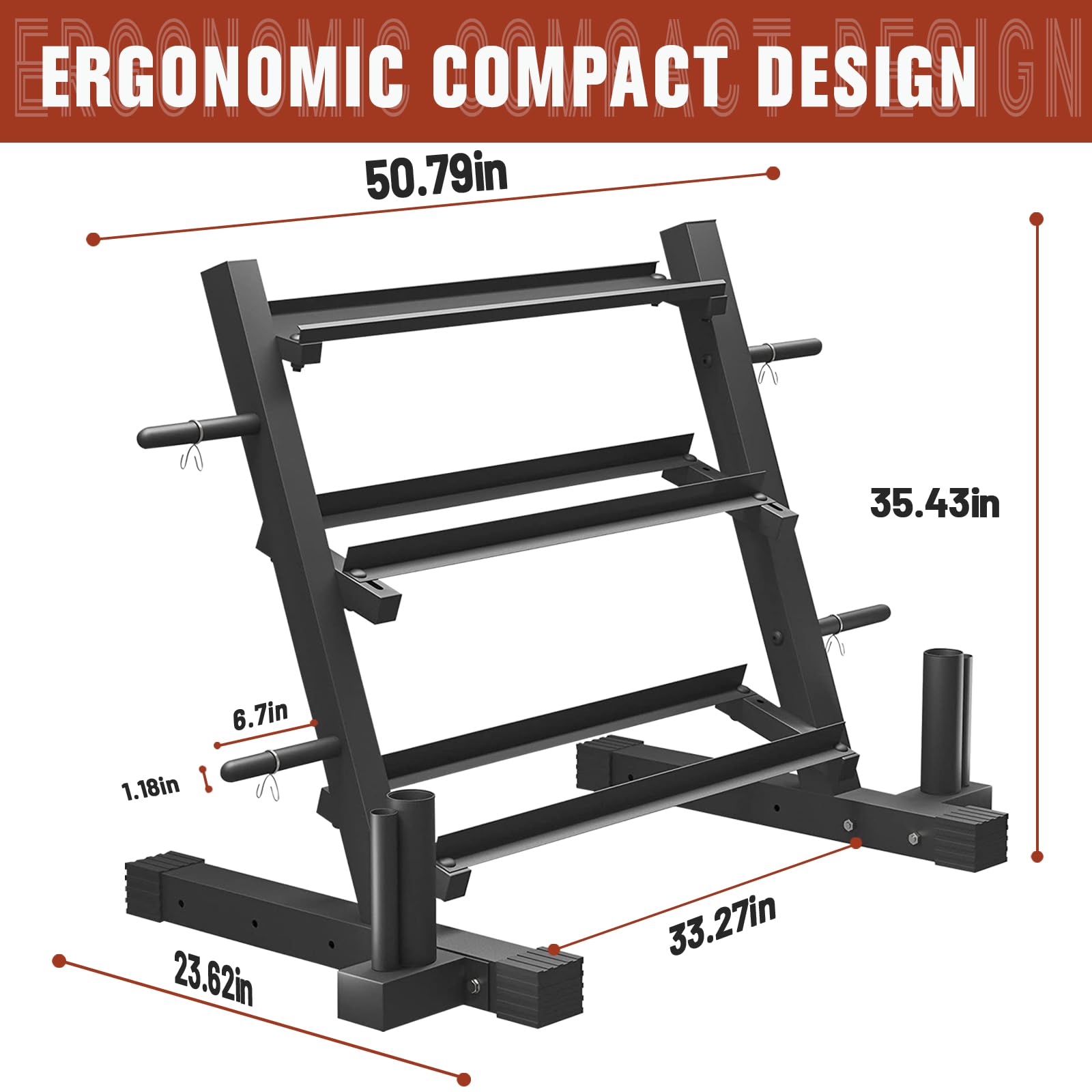 GUQUAN 1200LBS Dumbbell Rack- Adjustable 3 Tier Weight Rack for Home Gym Dumbbells, Multilevel Free Weight Organizer Stand for Home Gym Fitness,Weight Plates,Kettlebell rack(Dumbbell Rack Stand Only)