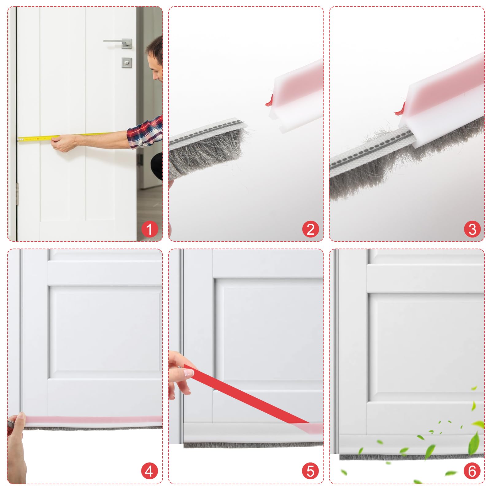 Paraspifferi Sottoporta In Silicone 2 Pezzi Da 100 Cm: Blocca Freddo, Rumori E Insetti Con Spazzola Adesiva
