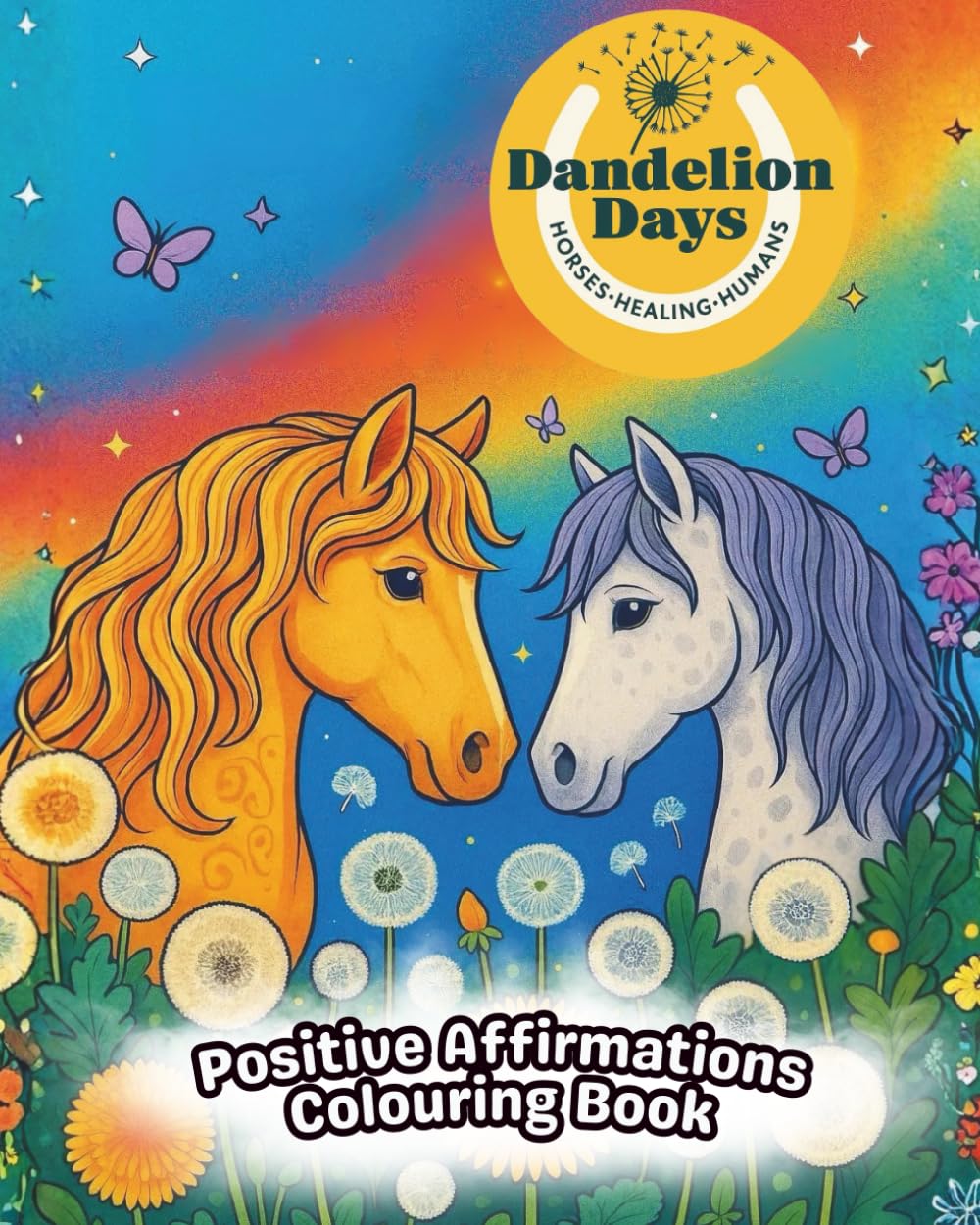 Dandelion Days Horses Healing Humans Positive Affirmations: Mindful Horse Themed Designs for Wellness, With All Profits Donated to Charity (Charity Colouring Books)