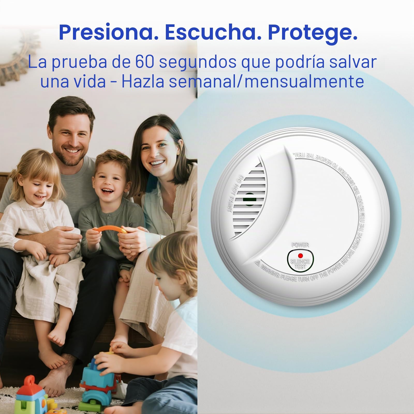 Detector de Humo WiFi Alarma de Incendio Inteligente con Notificaciones App y Silencio Remoto, Pila Sustituible, Certificado EN 14604, Notif. de Tuya/Smart Life a la Familia, 3 Pieza