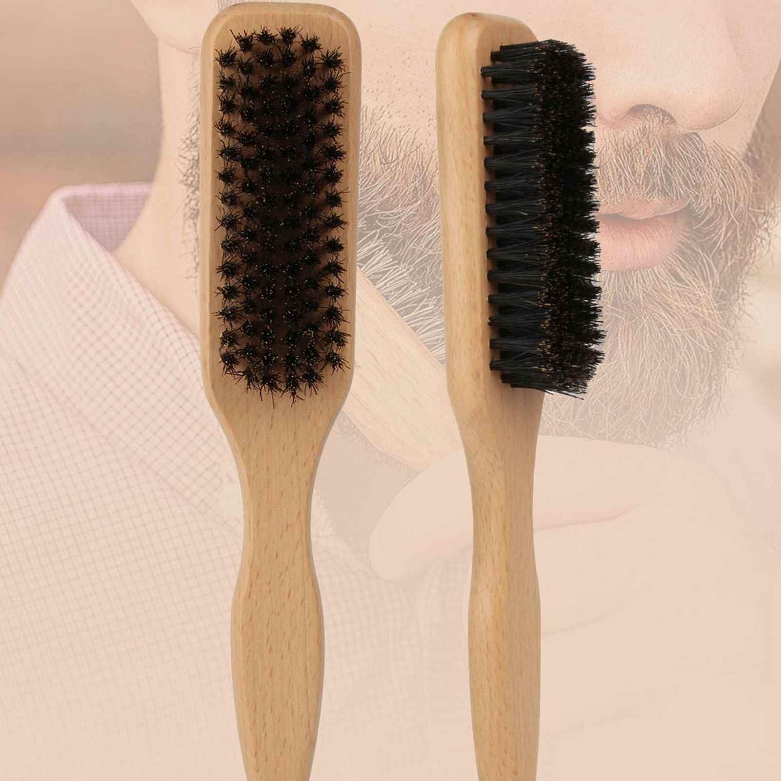 Spazzola per Barba Uomo con Manico in Legno, Spazzola Multiuso per del Viso per la Pulizia dello Styling, Legno Massello di Faggio con Setole (Pennello Barba a Coda Appuntita Colore di)