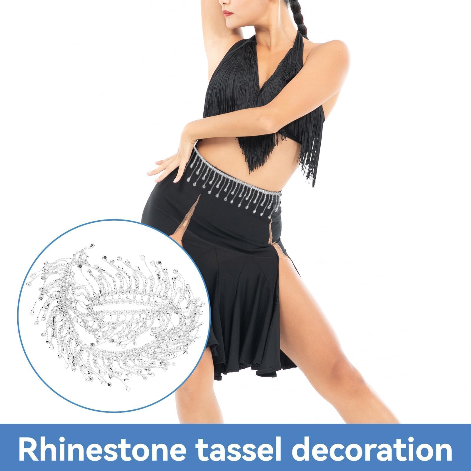 Catena di Strass per Abiti, Catena con nappa di strass con frange luccicanti per decorazione, Catena con frange a nastro in con in cristallo Bling Diamante per scarpe, Borsa, Decorazione di Nozze