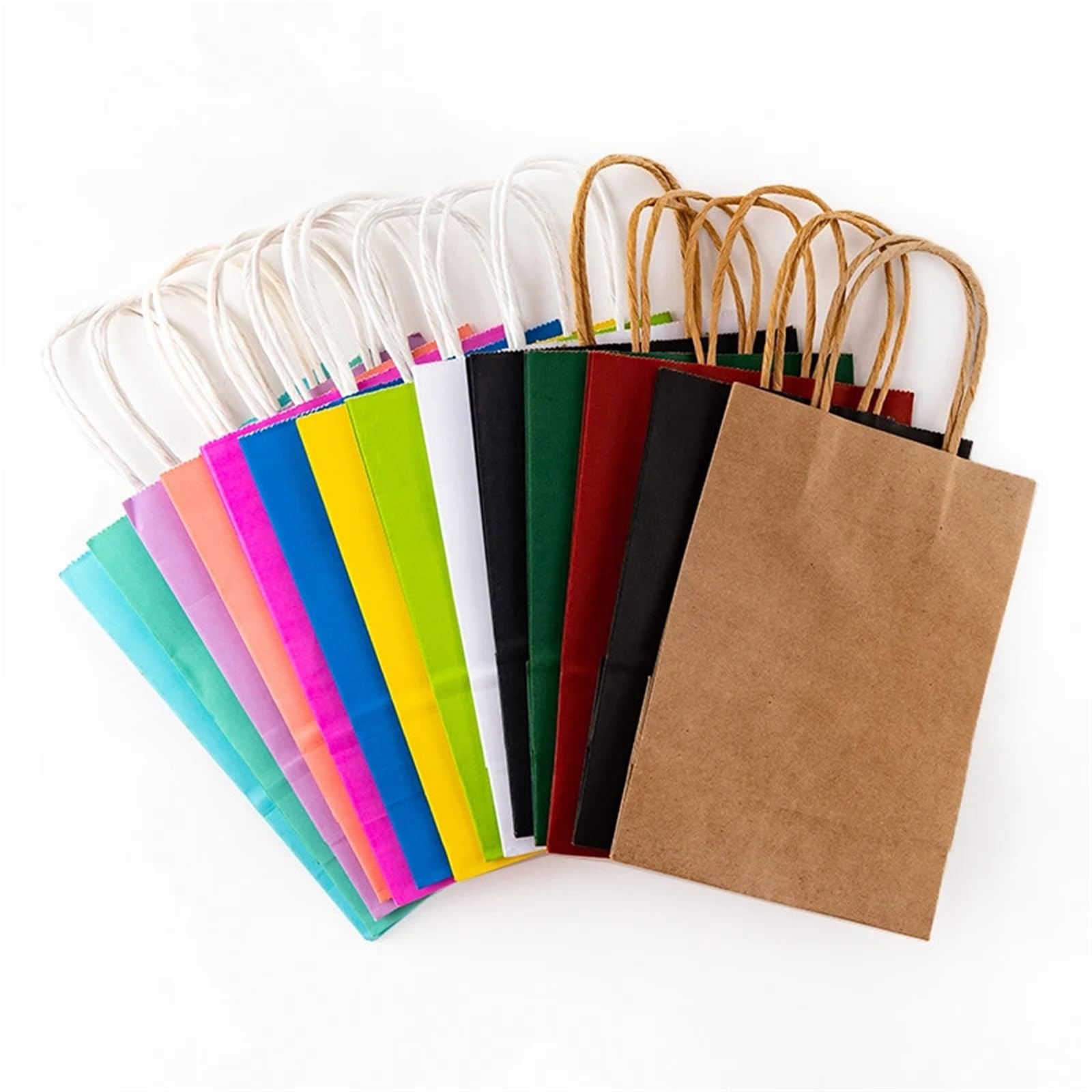 Sacchetto regalo in carta kraft colorata, tinta unita, for confezionare dolcetti da asporto, compleanni, matrimoni per Festa, Compleanno(White,30pcs)