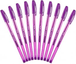 Lotus Purple Ballpoint Pens Pack of 10, Medium 1mm Nib, School & Office