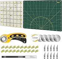 HeadleyTools 39-Pc Rotary Cutter Quilting Kit: 45mm Ergonomic Cutter, 5 Blades, A4 Self-Healing Mat, Ruler, Craft Knife & Clips for Sewing & Crafts