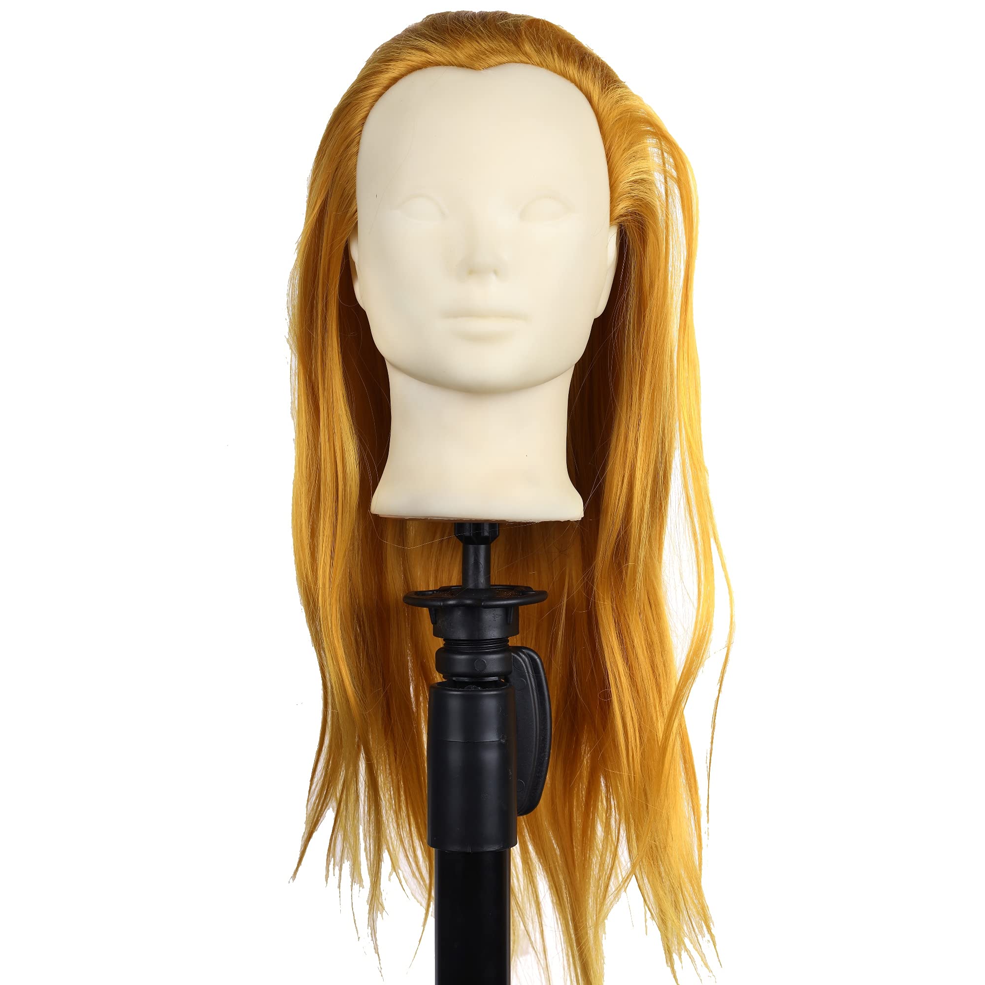88 ENTERPRISE Synthetic Hair Extensions and Wigs Saloon/Dummy/Training Head For Hair Styling/Practice/Cutting With Clamp Stand (Golden)