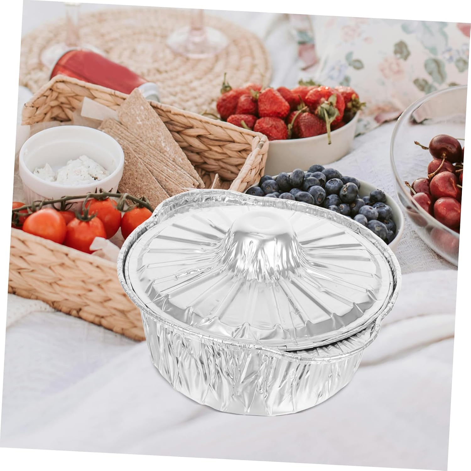 MAGICLULU 6Pcs Aluminum Foil Cooking Pots Capacity Disposable Pans with Lids for Camping Picnics Outdoor Gatherings for Prep and Heat Preservation