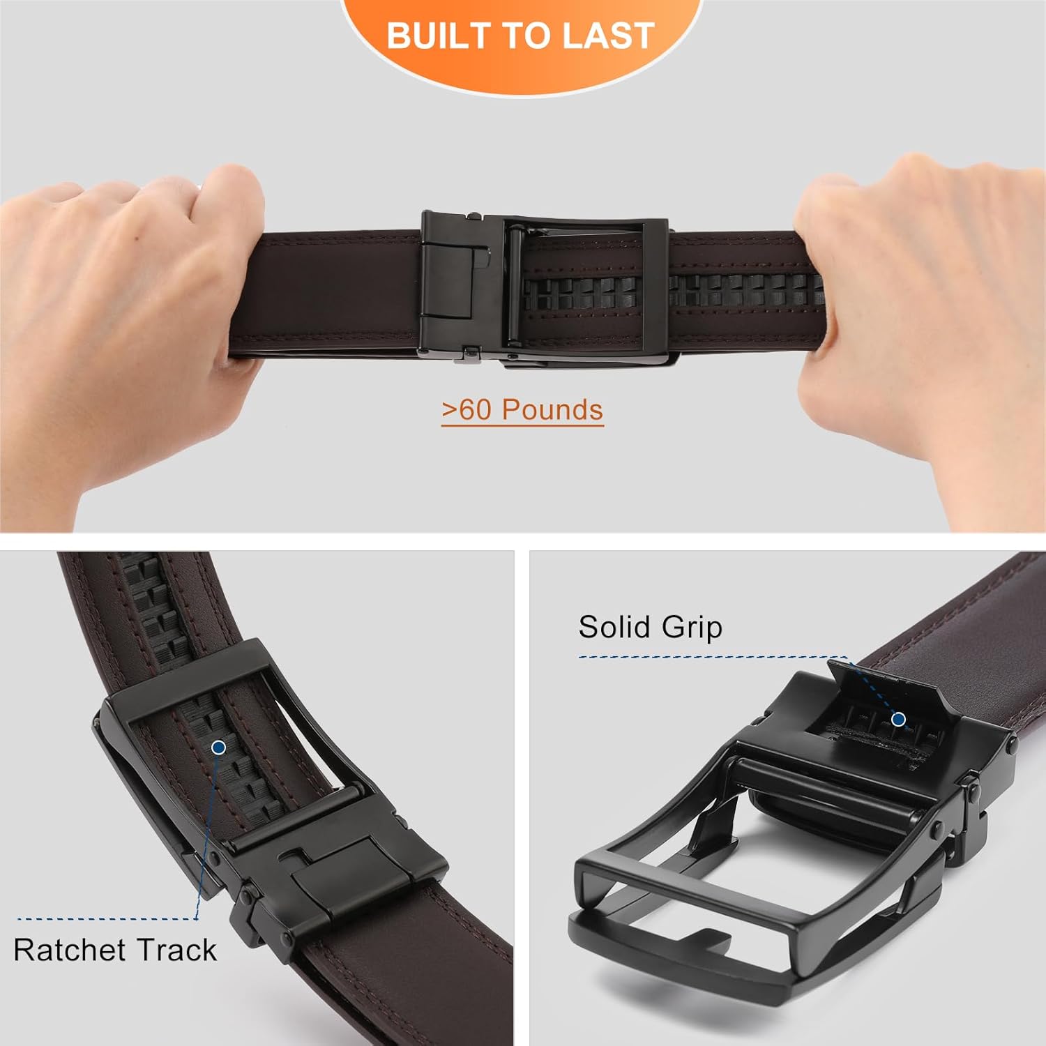 GAEKEAO Ratchet Belt for Men Genuine Leather 1 3/8" - Micro-Adjust Buckle Trim to Fit Dress Belt Casual to Formal Gift Boxed - Image 2