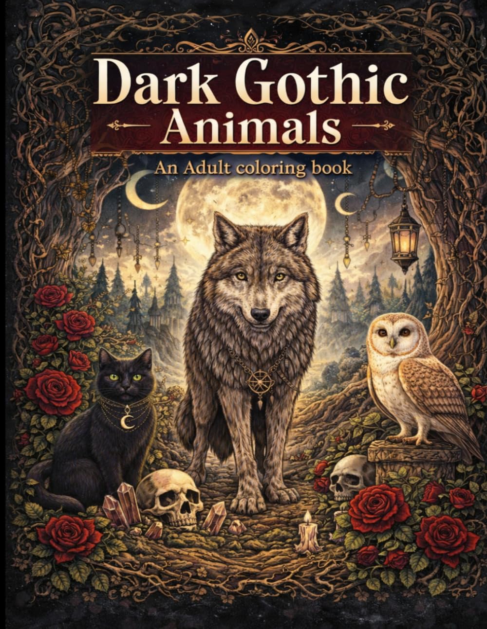 Dark Gothic Animals: An Adult Coloring Book