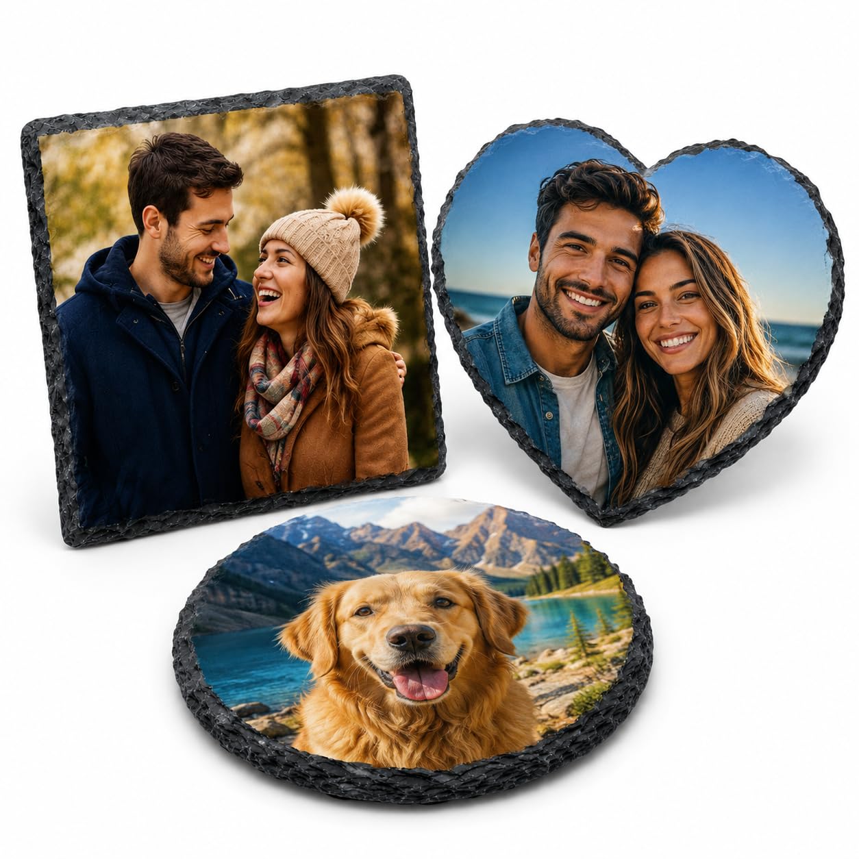 Custom UV Printed Slate Photo Coaster/Plaque – Personalised Full Colour Photo Slate (1, Square)