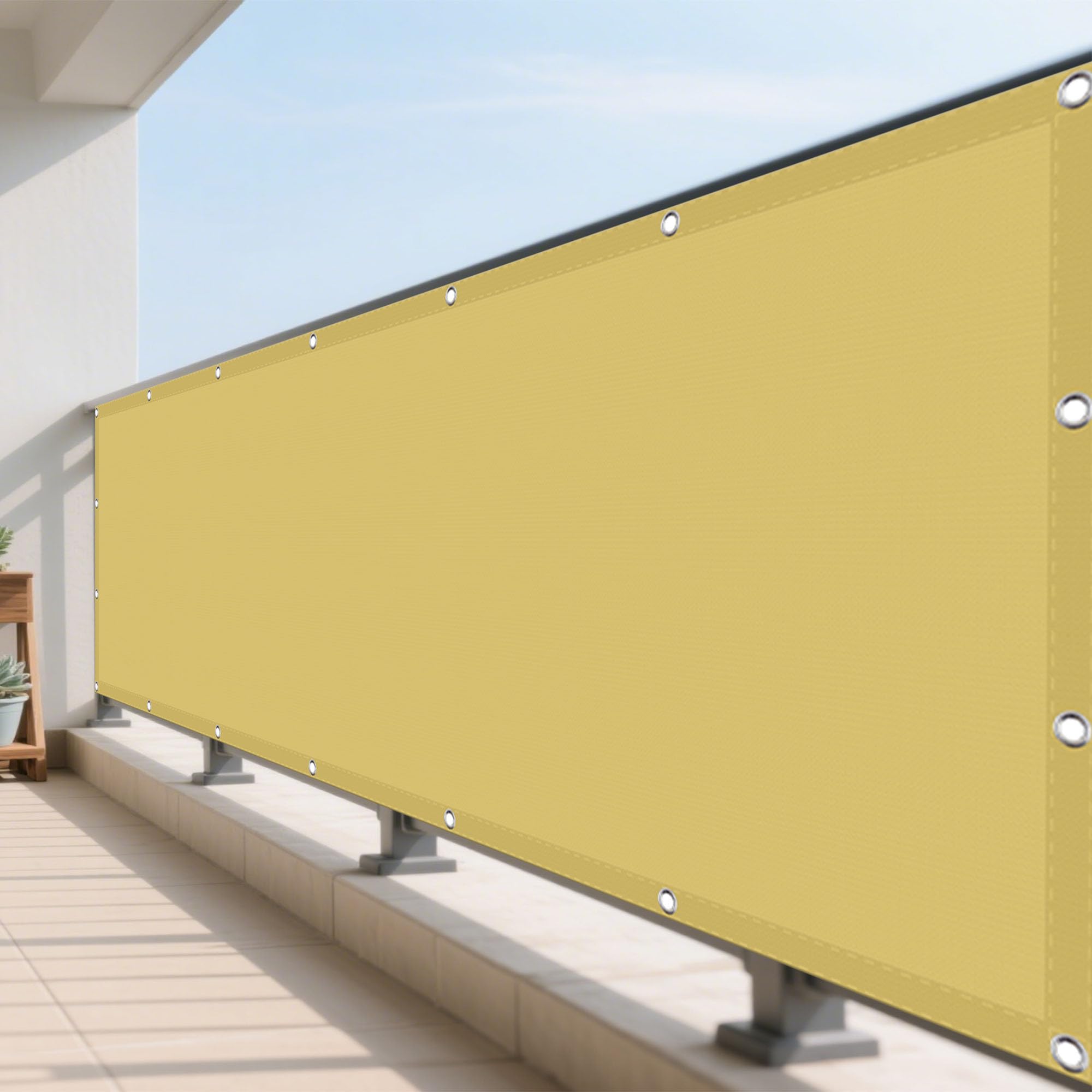 Voile d'ombrage étanche 1.2x5m jaune sable pour terrasse et balcon