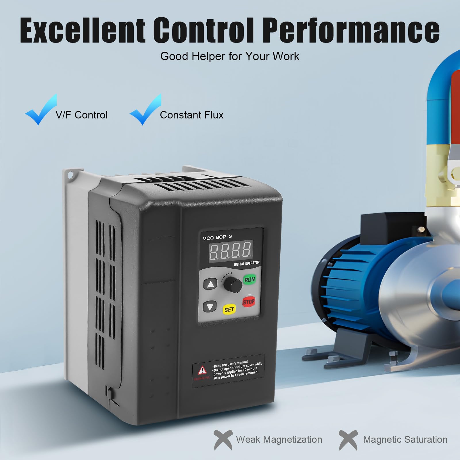 Frequenzumrichter 380V 2.2KW, Drehzahlregler 230V Motor mit Fernbedienung - 3-Phasen Frequenzgenerator für Poolpumpe, Lüfter & Industrieanlagen, Sanftanlauf & 8-fach Schutz