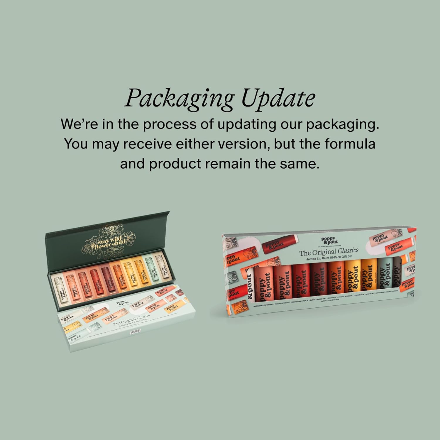 Jumbo Lip Balm Gift Set (10-Pack) | Poppy & Pout All Natural Lip Balms & Moisturizers | Hydrates with Beeswax, Vitamin E, Organic Coconut Oil | Cruelty-Free | Lip Balm in Recyclable Cardboard Tube