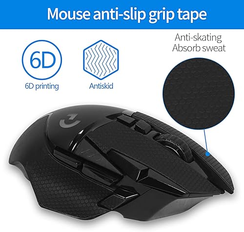 Miniatura 4 de JHK Cinta de agarre para mouse L ogitech G502 Gaming Mouse Skins, absorción del sudor, antideslizante, fácil de rasgar sin dejar adhesivo, Logitech