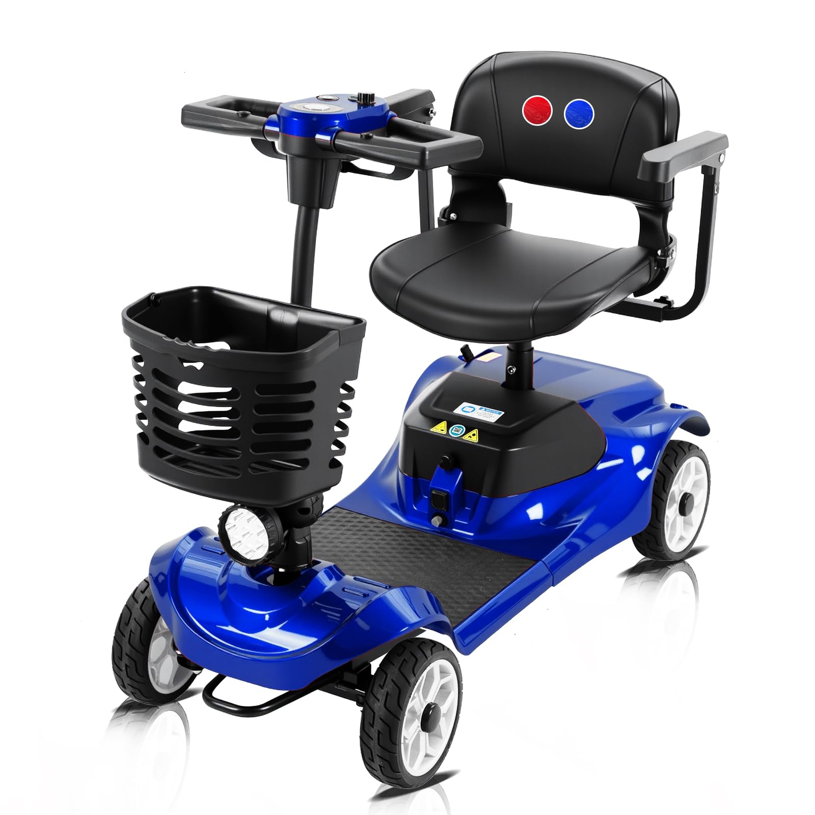 MS08 4-Wheel Mobility Scooter for Adults/Seniors, 15 Miles Range, 350W Motor, 360WH Battery, 330LBS Capacity, Rotating Seat, Cup Holder, Compact & Portable for Elderly