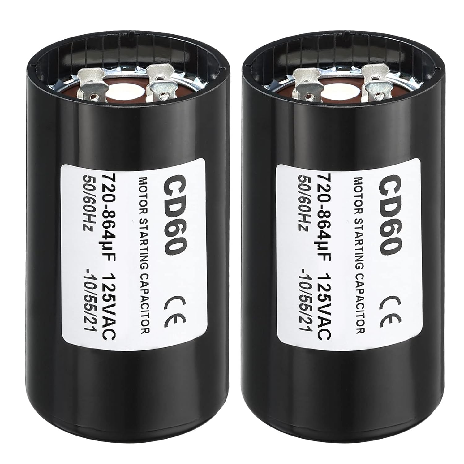Patikil Motor Start Capacitor, 2 Pack 720-864uF/Mfd 125V 50/60Hz CD60 Run Capacitor for Electric Motor Starts