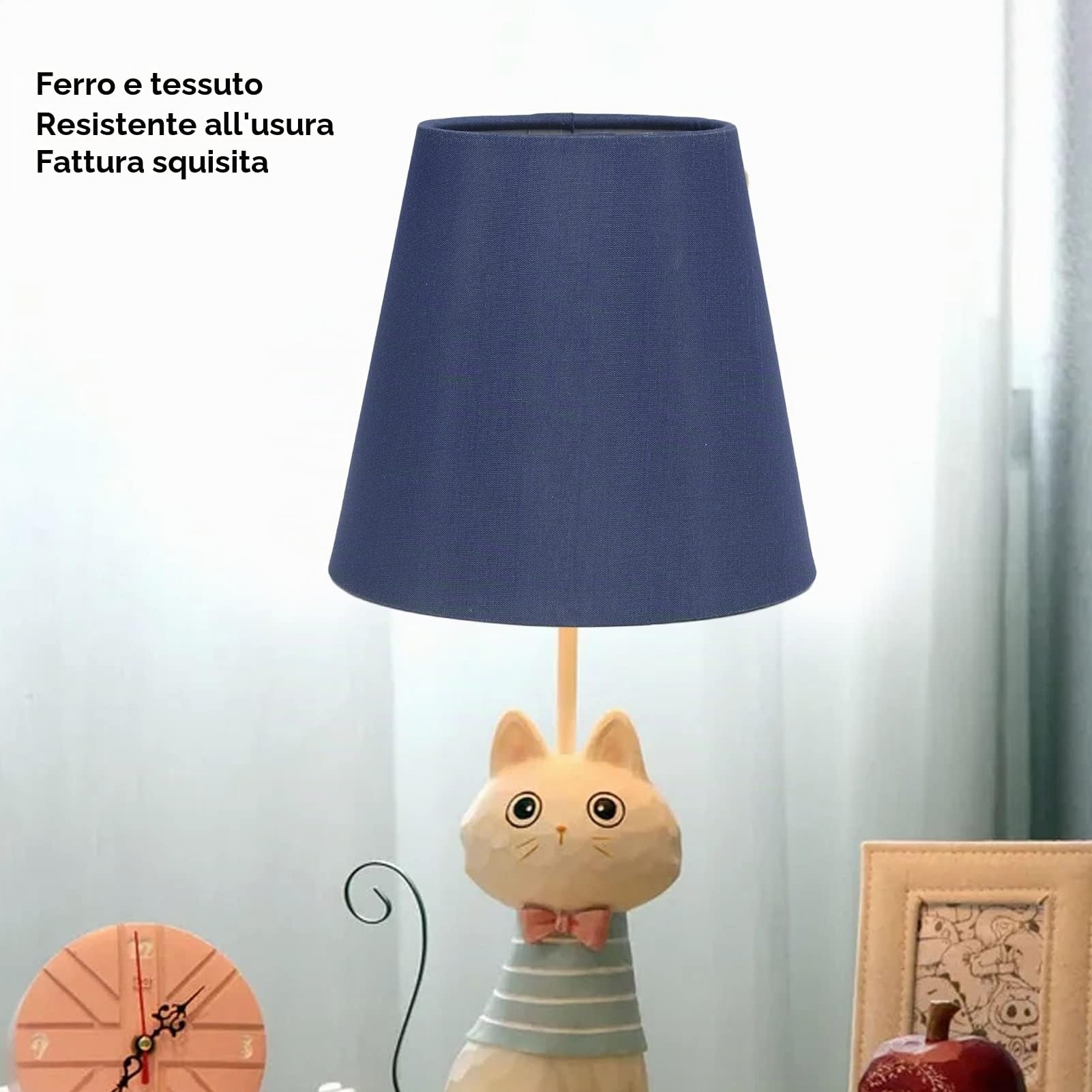 Paralume lampadario in tessuto E14, set di 6 paralume a clip moderno paralume a sospensione paralume per lampade da parete da terra da tavolo(blu scuro)