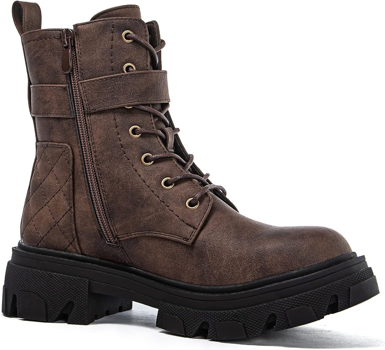 GLOBALWIN Women's Combat Boots Lace Up Ankle Booties Comfortable Lug Sole... - Picture 11 of 46