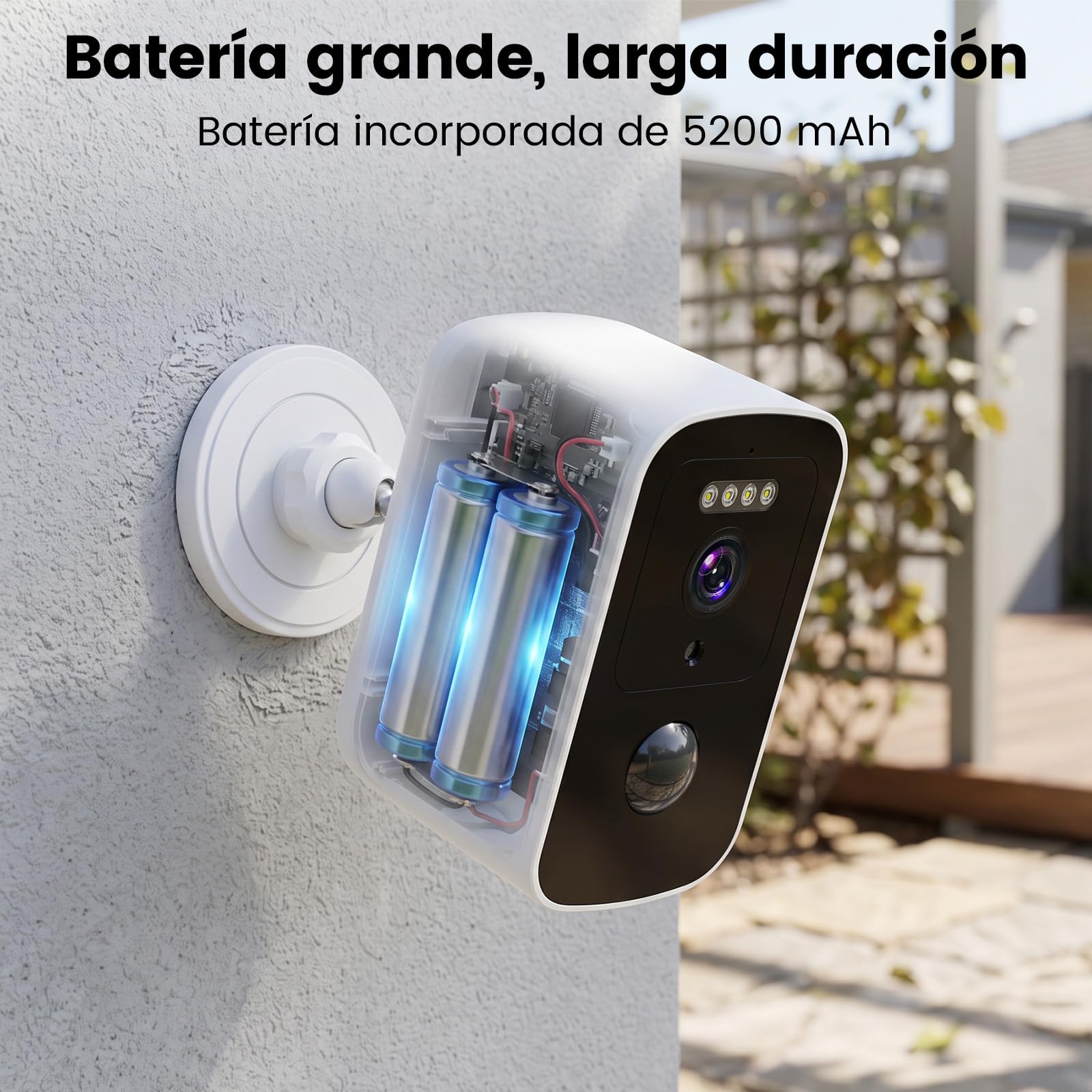 Camara Vigilancia WiFi Exterior Bateria 5200mAh-Almacenamiento en la Nube Gratuito, Montaje Magnético Camara Vigilancia Exterior 5GHz&2,4GHz WiFi,Detección de Movimiento,Visión Nocturna Color IA, IP66