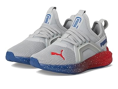 PUMA Kids Softride Enzo Alternative Closure (Little Kid) Kids Shoes Cool Light Gray/Blazing Blue/For All Time Red