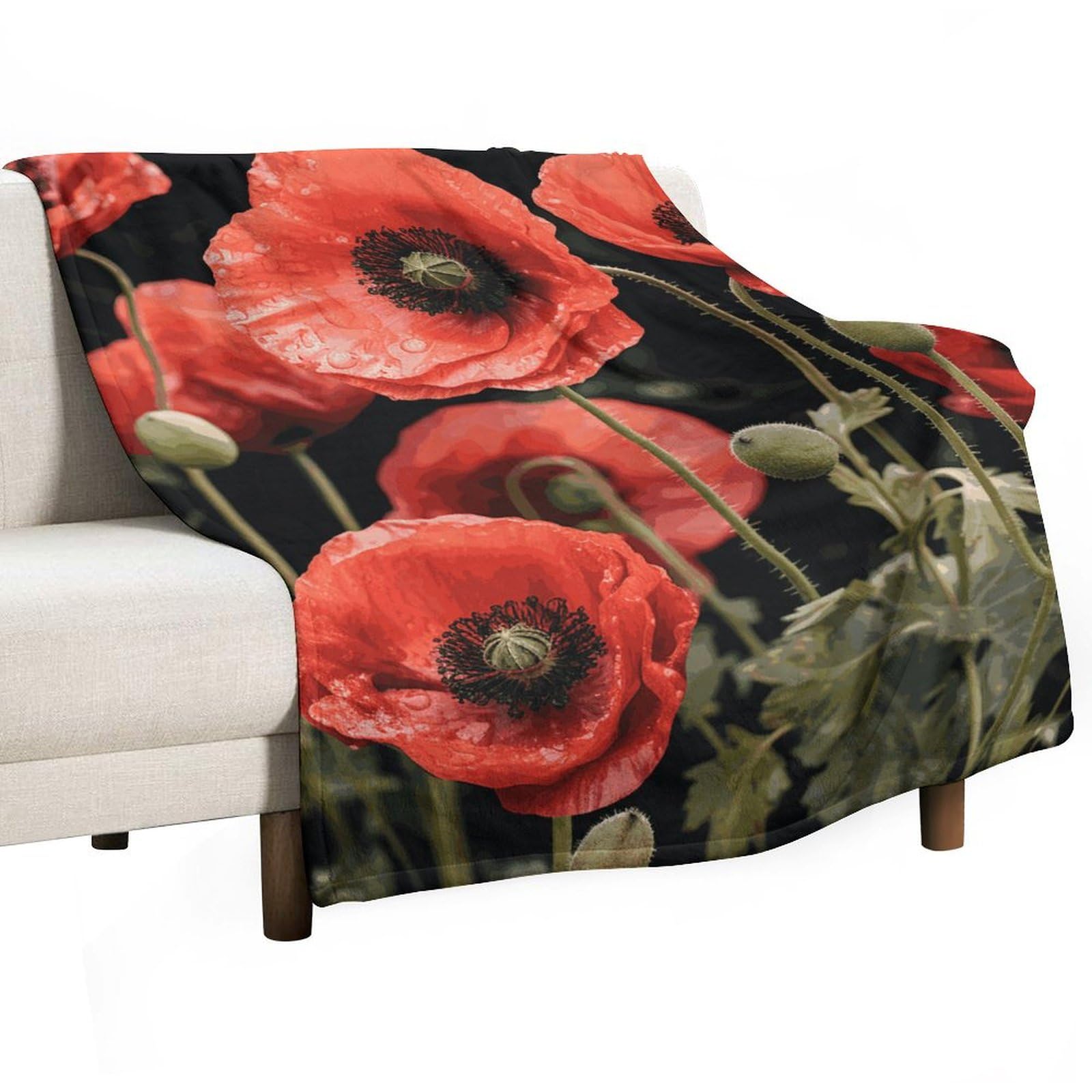 Couverture flanelle imprimé fleurs plaid doux grand lit canapé voyage 167x228