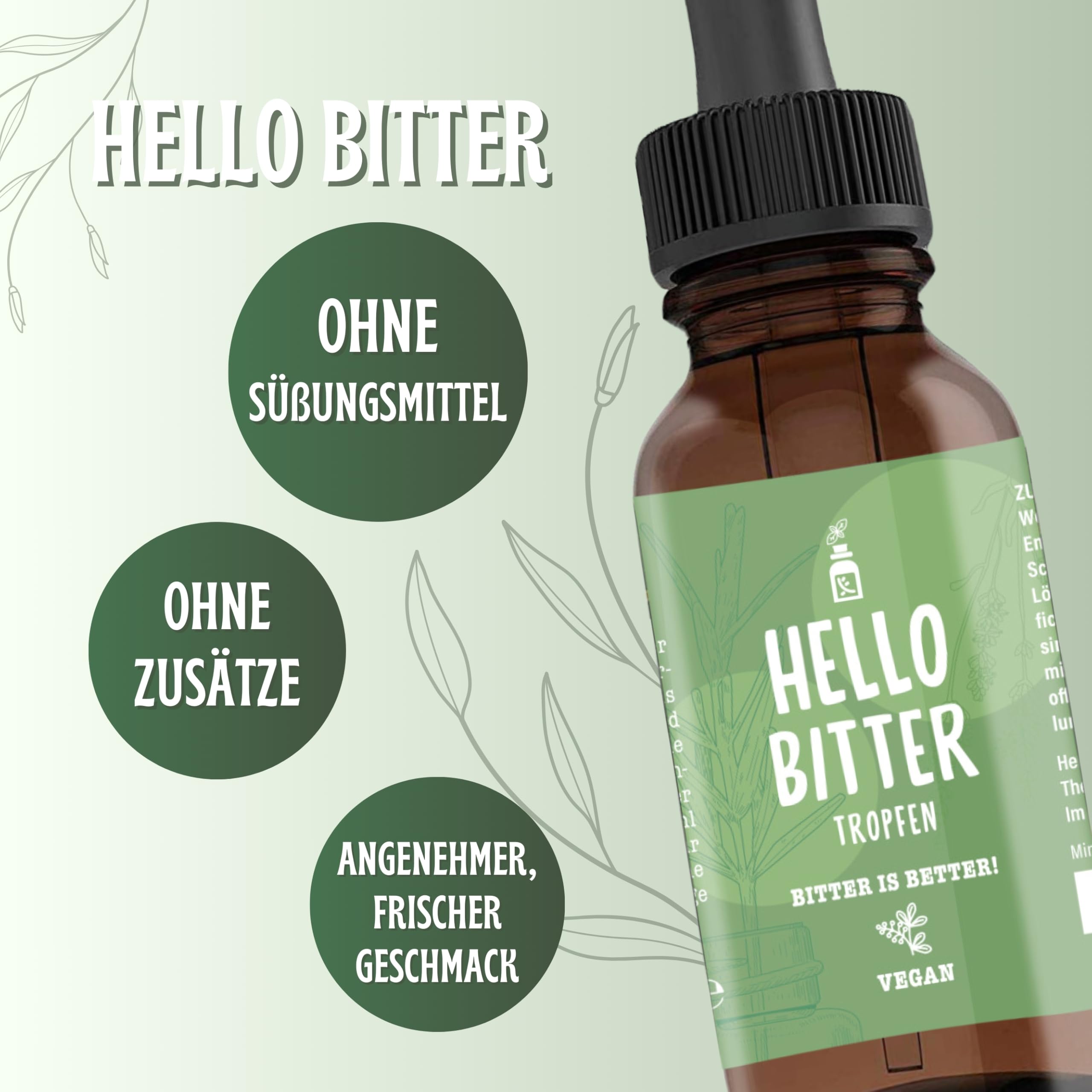 HelloBitter® - Bittertropfen Set 3x 50ml nach Hildegard von Bingen - Bitterkräuter/Bitterstoffe Tropfen vegan - hohe Bioverfügbarkeit, Laborgeprüft, hochdosiert, flüssig