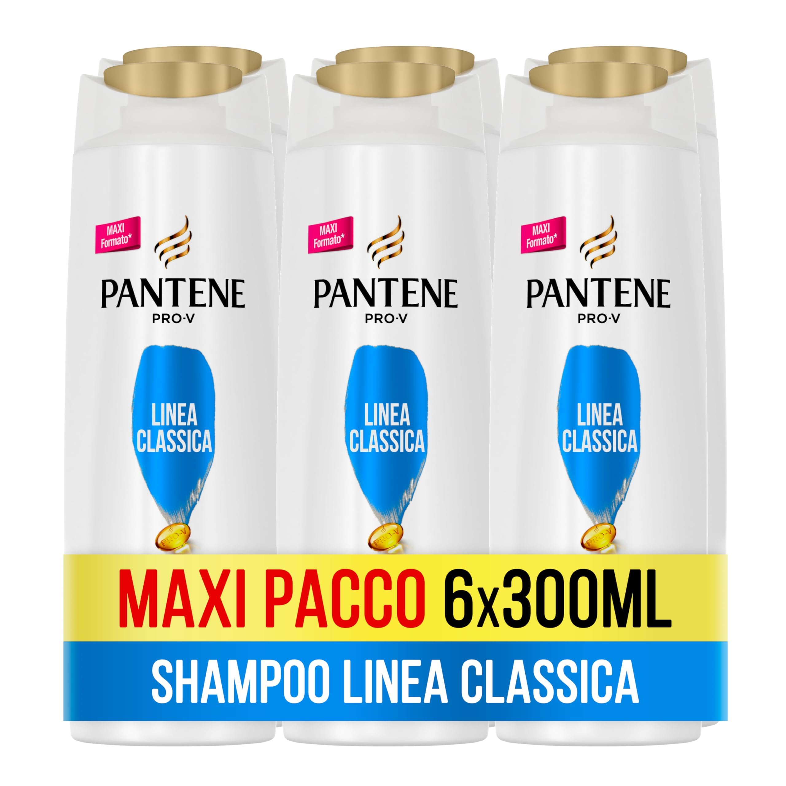 Pantene Pro-V Szampon i odżywka do włosów 3 w 1 Classic Line dla zdrowych i lśniących włosów, odżywia w 1 kroku, rozmiar Maxi 6 x 300 ml