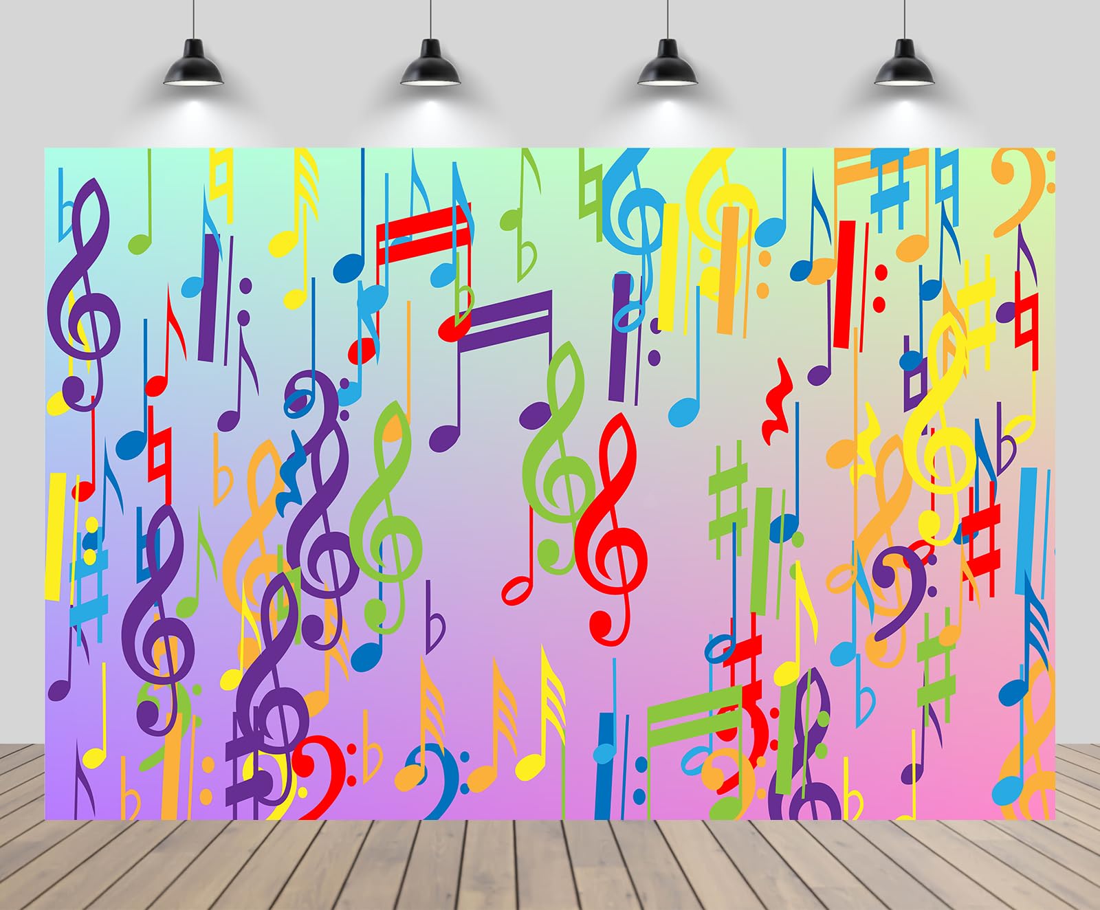 Music Tapestry 9x6FT Music Notes Backdrop - Colorful Sheet Music ...