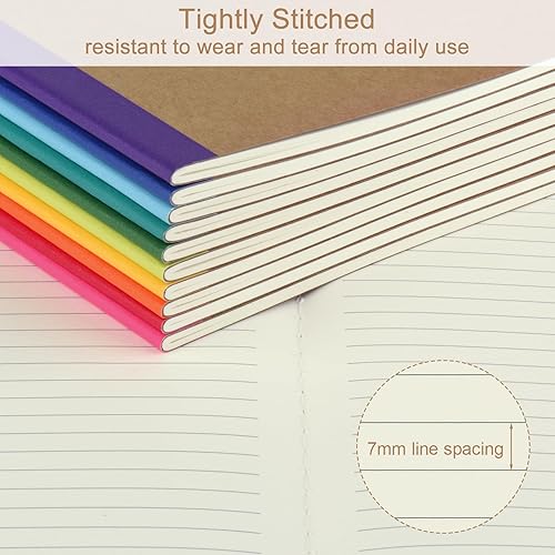 Miniatura 5 de ZCZN Paquete de 50 cuadernos rayados coloridos a granel, diarios A5 con 10 colores, 60 páginas30 hojas, 8.3 x 5.5 pulgadas, papel rayado