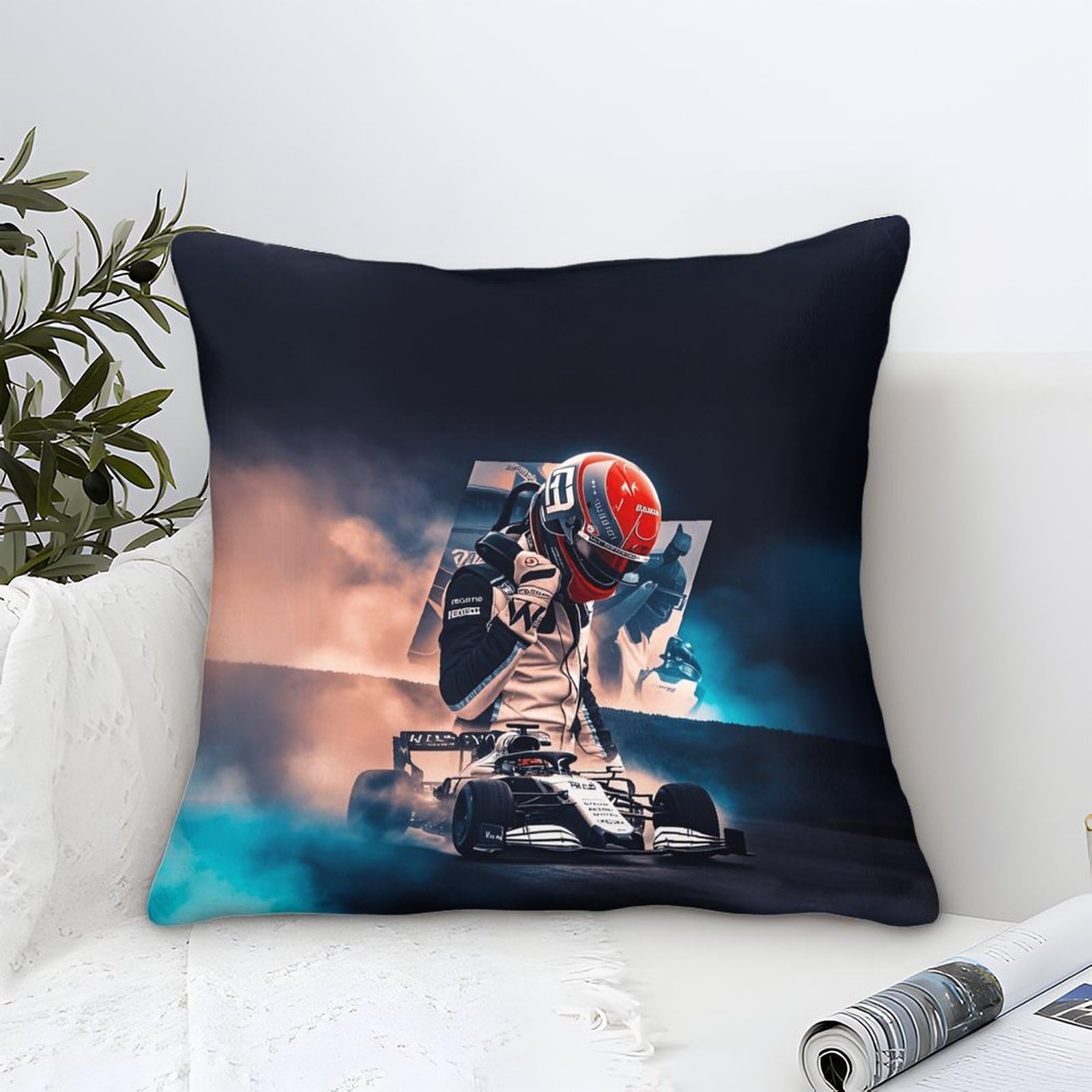3U6C4M9K 45x45cm Formulaa Racing Cushion Covers, Microfiber Decorative Racing Car Throw Pillow Covers for Sofa Couch Car Bedroom Home Decor