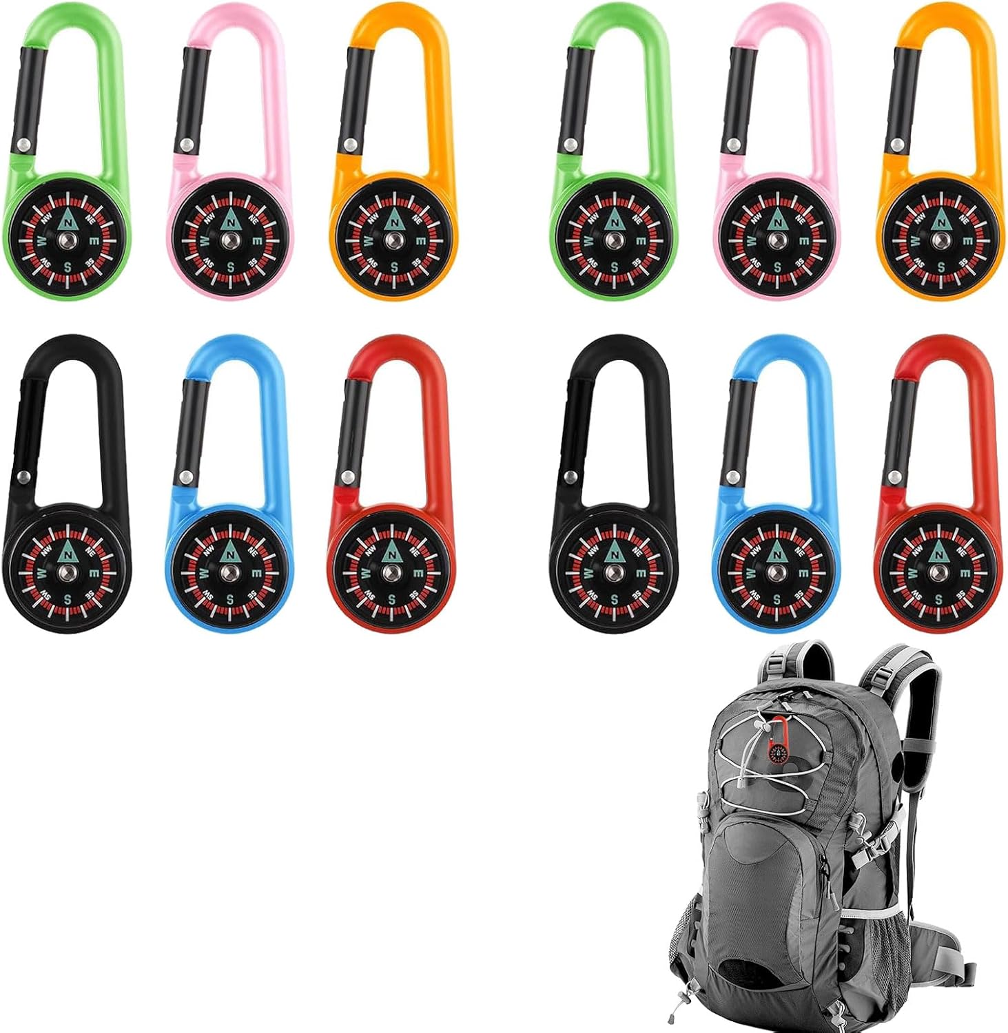 Mini Compass Keychain Set for Kids & Adults – 12 Pack for Outdoor Use