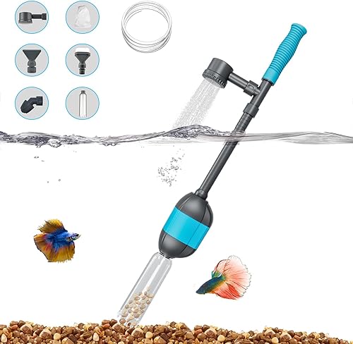 Carefree Fish Limpiador eléctrico de grava de acuario de 30 W con tubo de 6 pies 6 en 1 automático para pecera, grava, vacío, cambiador de agua,