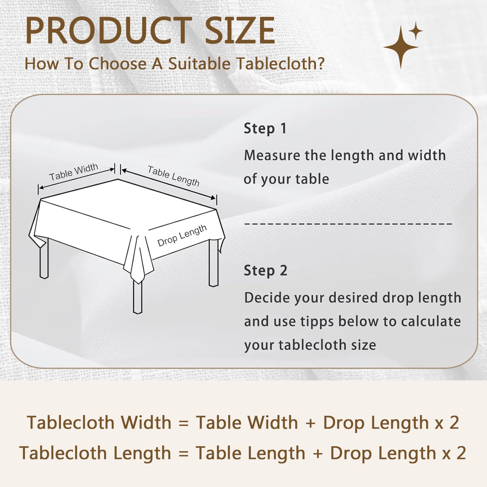 Tovaglia IMPERMEABILE per Tavolo da Cucina - Tessuto Cotone Lino con Nappe， Respinge Liquidi e Macchie - 120x340cm， Pulizia con un Semplice Strofinaccio