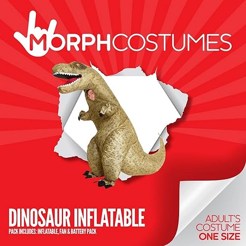Miniatura 8 de Morph Jurassic - Disfraz inflable de dinosaurio T-Rex unisex, talla única, Dinosaurio T-rex