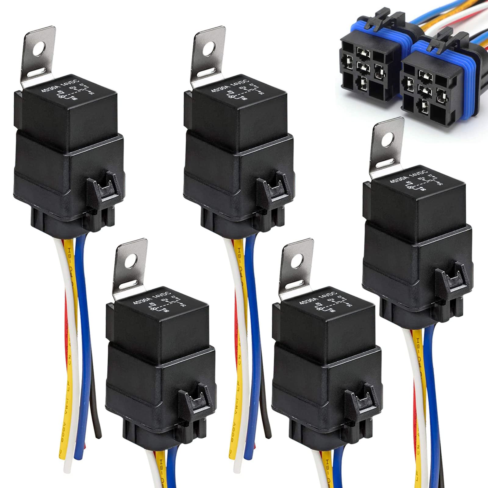 Harness ELEFOCUS Set - 5 Pin SPDT Automotive Relays (5 Pack) 12v ...