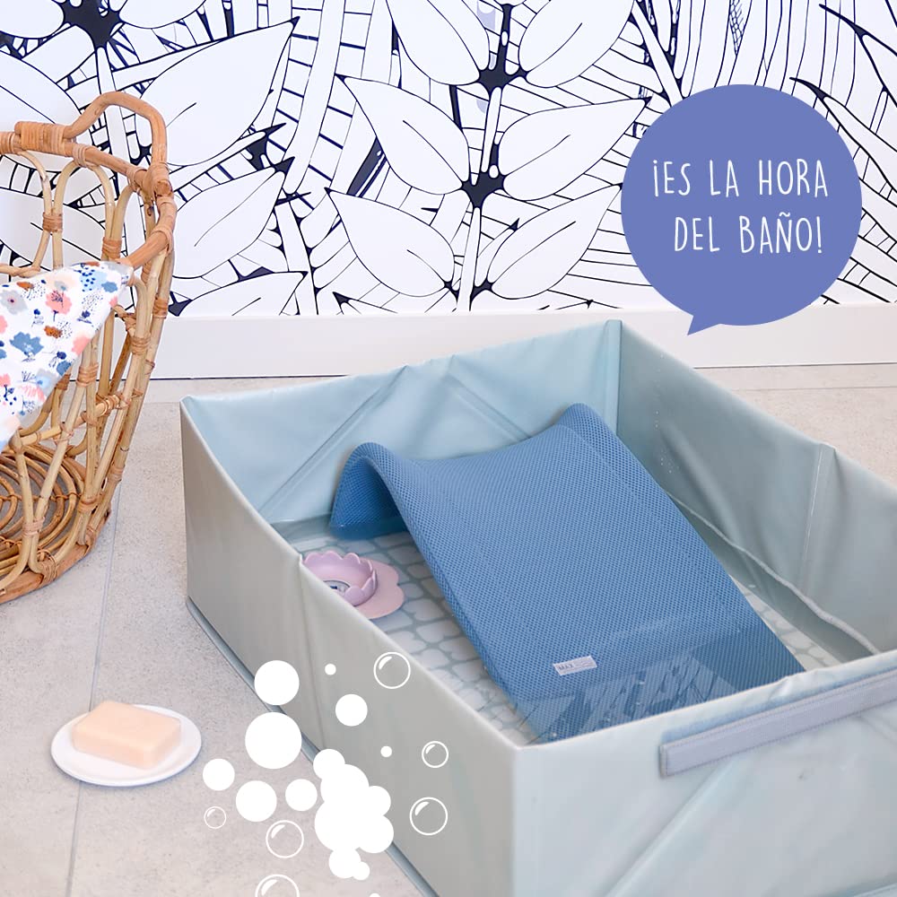 BEABA, Bañera Plegable para Bebé, Compacta, Diseño y Moda, Almacenamiento Práctico, Ocupa un Espacio Mínimo, Fácil de Usar, Bañera Pop Up Camele’O, Azul