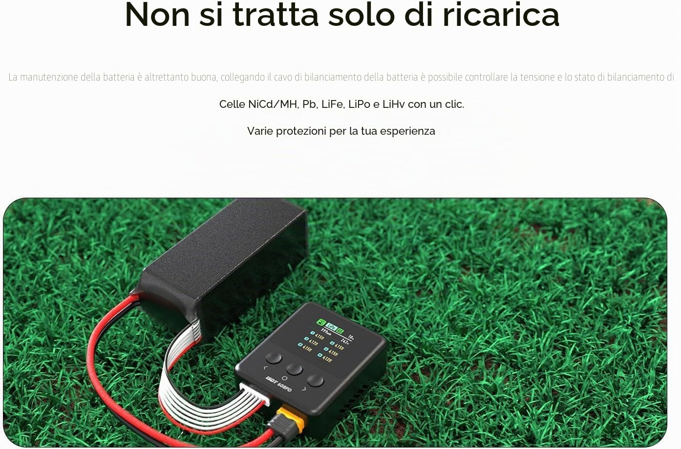 ISDT 608PD caricabatterie Lipo DC 6S/240W/10A USB C 100W/5A per batterie RC, caricabatterie bilanciatore per batterie Life/Lilon/LiPo/LiHV (1-6S), NiMH (1-16S), Pb (1-12S)