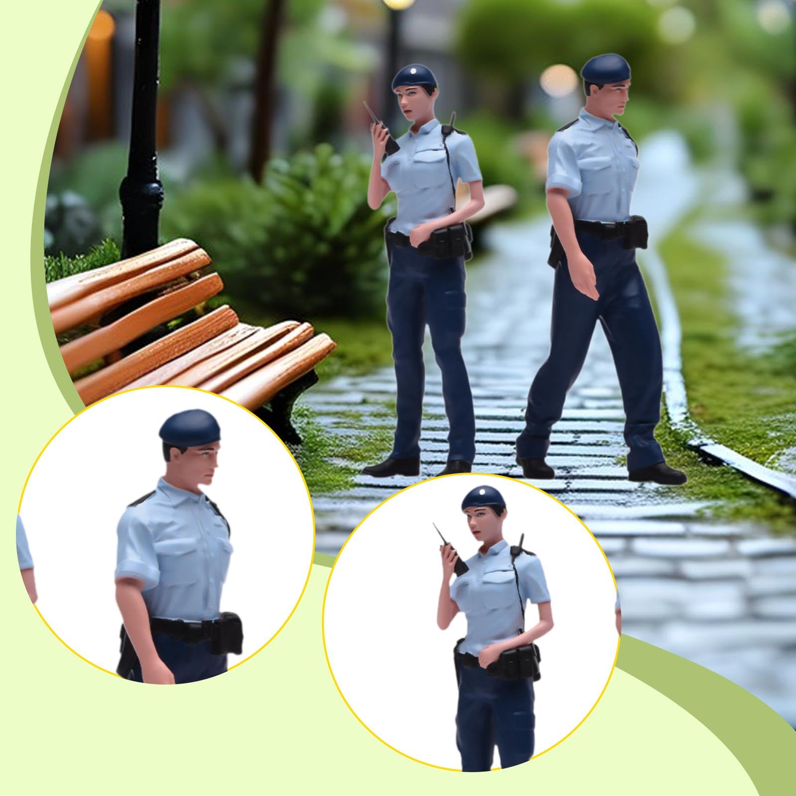 2 Pezzi di Figure in 1/24, Miniatura, Polizia di Hong, Diorama di Sabbia, Decorazioni per Collezioni, Piccole Figure Umane