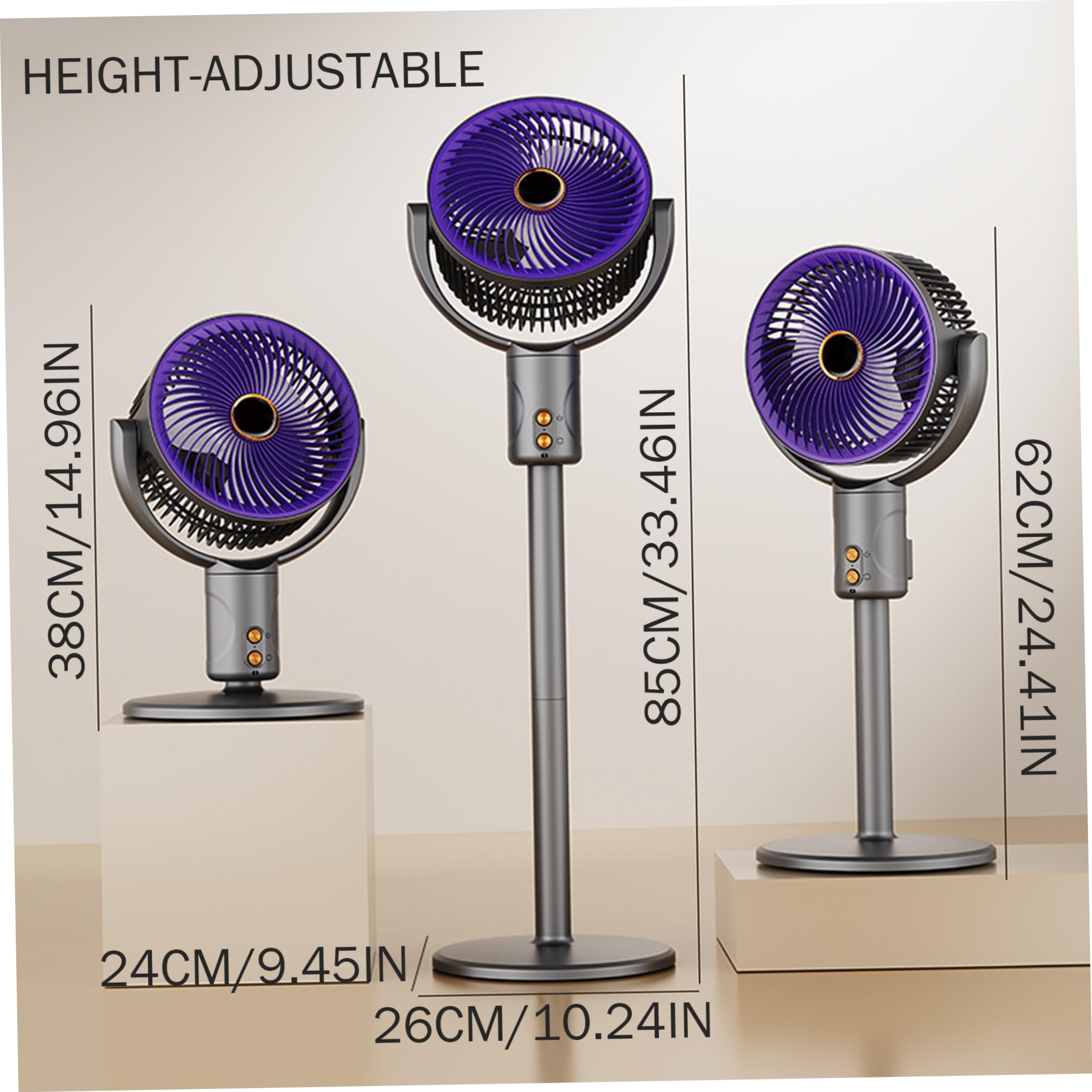 Ventilatore pieghevole, ventilatore da terra portatile, ventilatori oscillanti silenziosi senza fili con altezza regolabile, utilizzo su scrivania e pavimento, pieghevole portatile oscillante gr
