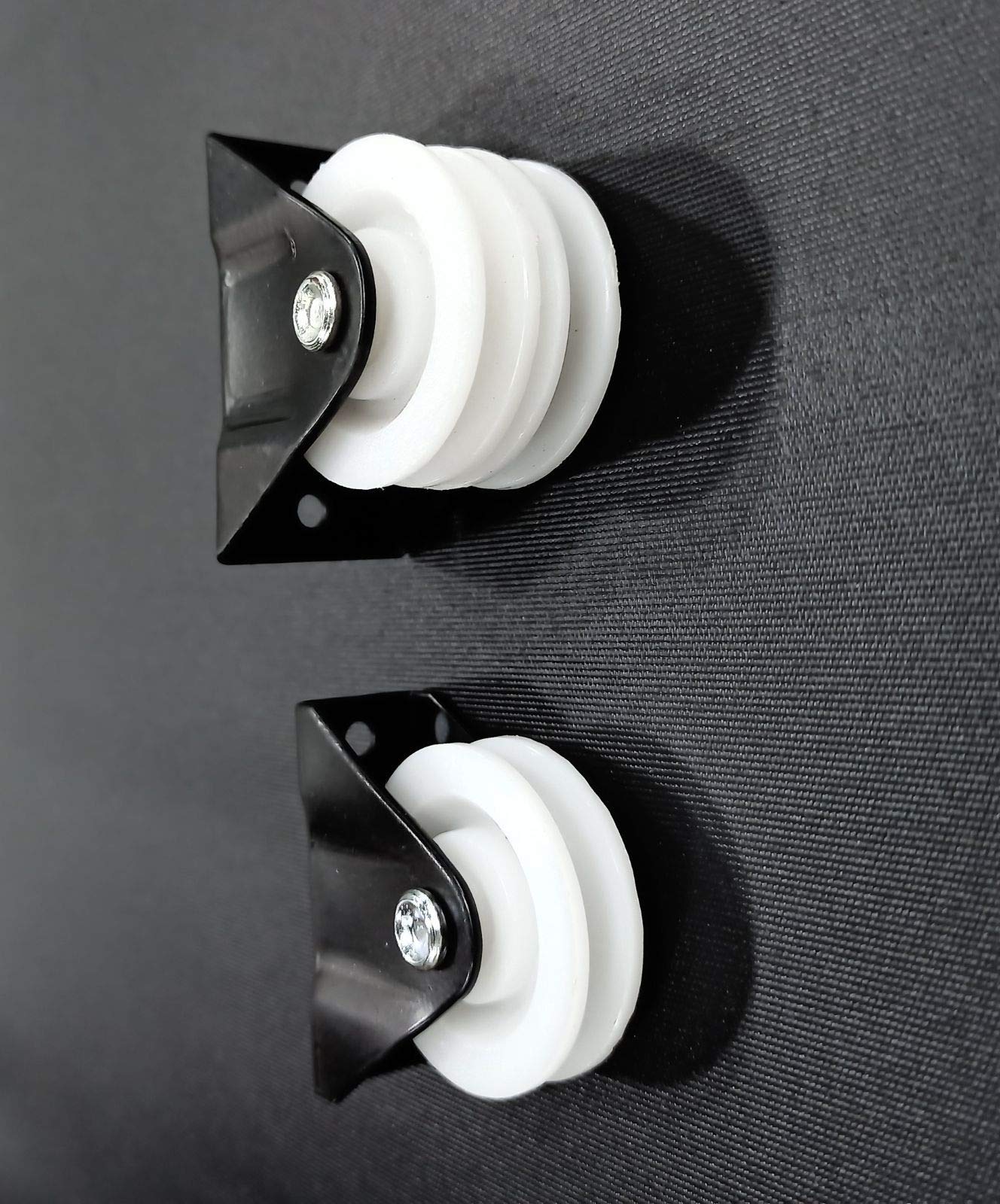 FAPBADRI Multipurpose Heavy Quality Single and Double Pulley for Cloth Drying Stand, MS Base with PVC Wheel, Screws & Wallplugs Included, White & Black, 1 Pair(Alloy Steel;Nylon) 3
