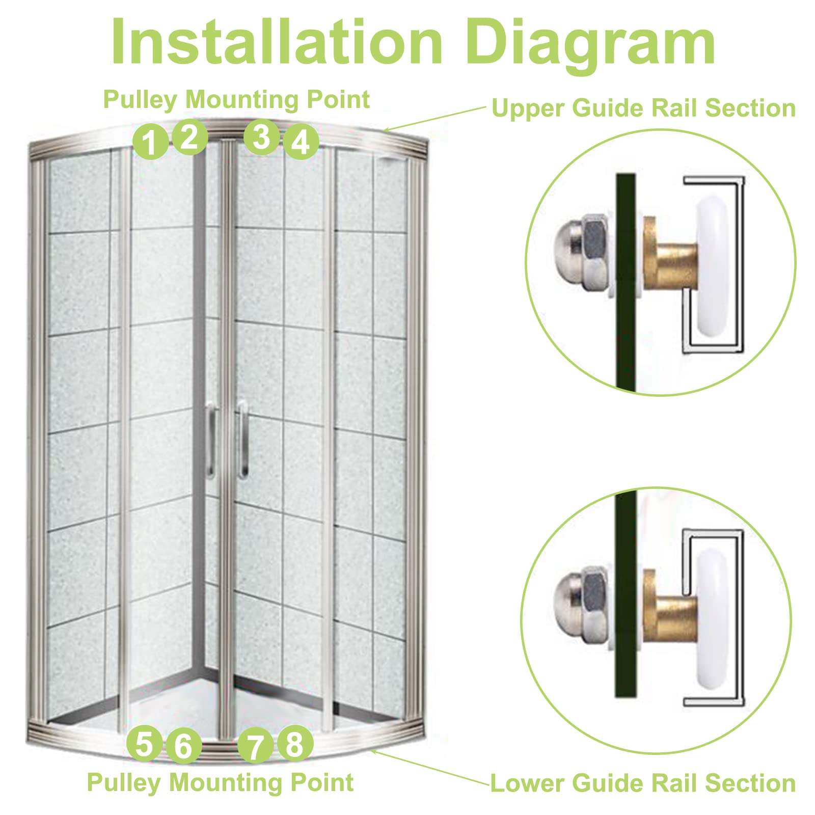 UFURMATE 4-Pack Shower Door Rollers – 25mm Nylon Pulley, Brass Shaft, Stainless Nut – Replacement Sliding Glass Door Runners For 4-6mm Thick Glass (Easy Install, Quiet Glide)