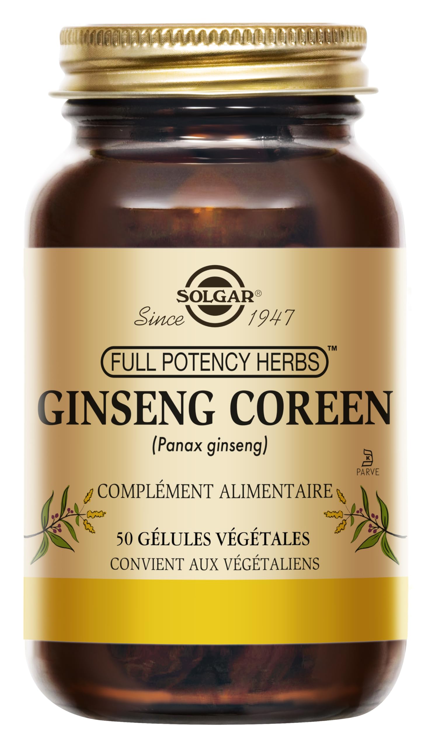 Korean Ginseng Vegetable Capsules - Pack of 50 - Improves Concentration - for Energy and Vitality - Vegan, Gluten Free and Kosher