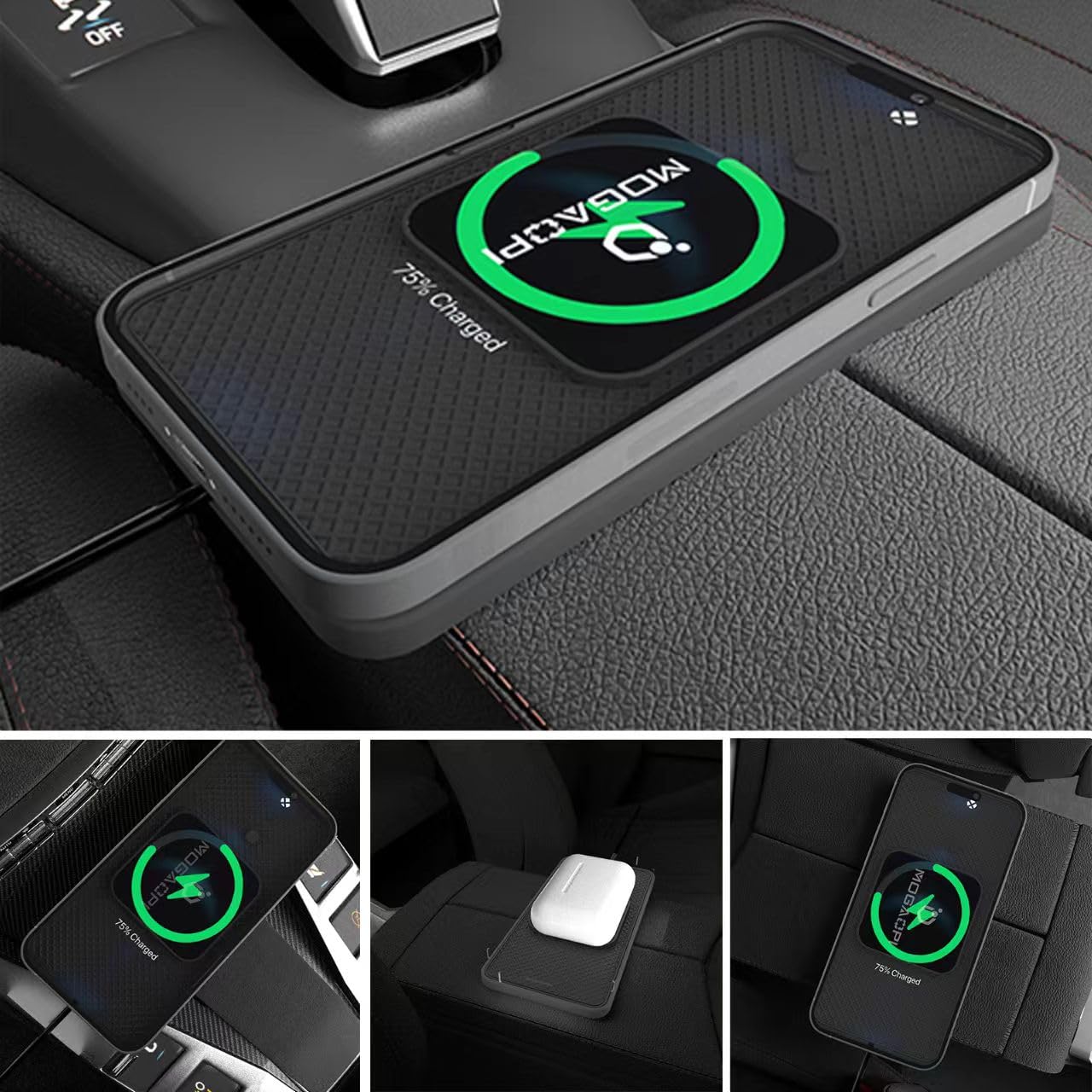 Magnetisches kabelloses Kfz Ladegerät, 15W Induktive Ladestation Auto Wireless Charger für MagSafe Auto Ladegerät Pad iPhone 16/16 Plus/16 Pro Max/15/14 /13/12 (30 cm Kabel)