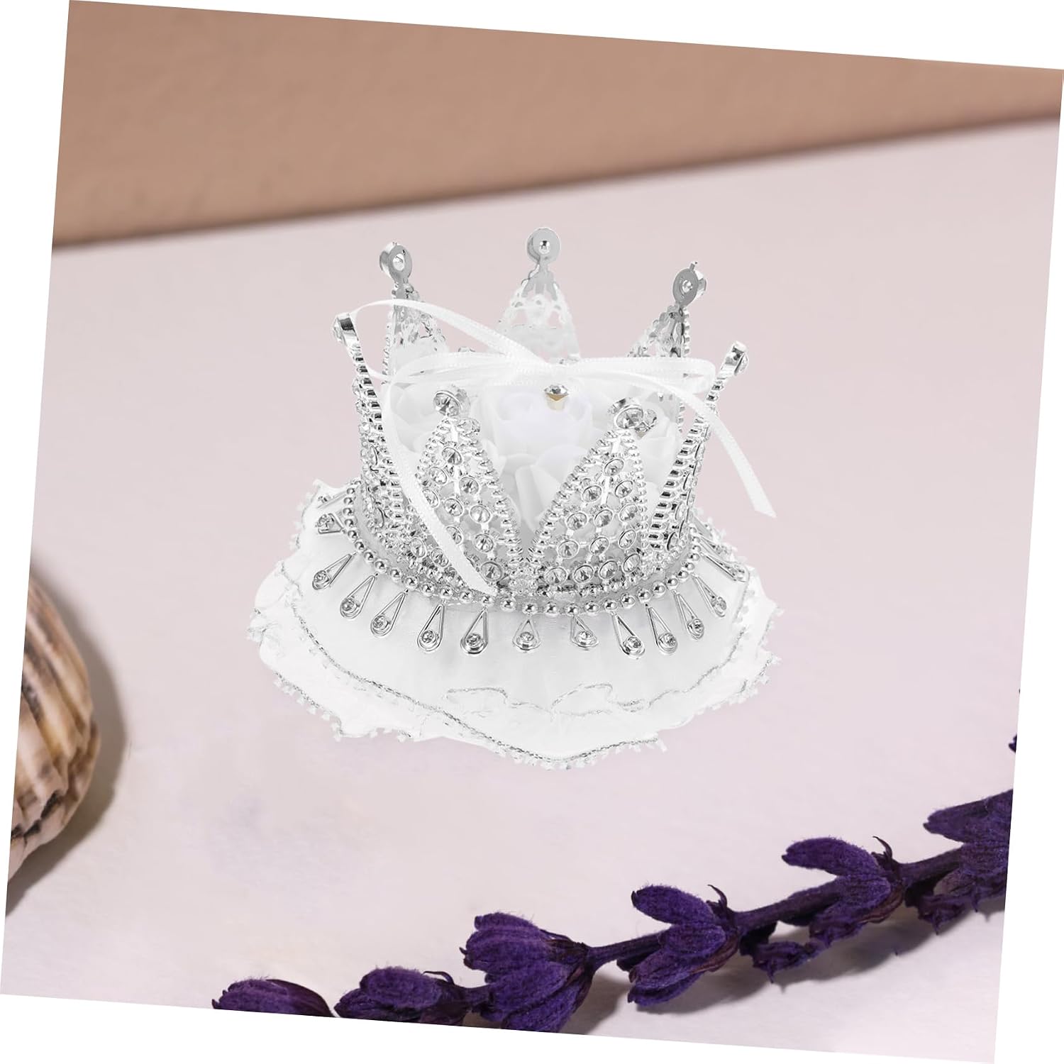 Romantic Vintage Wedding Ring Box Crown Shaped Holder for Engagement Rings Portable Lightweight Craftsmanship for Flower Girl Bridesmaid
