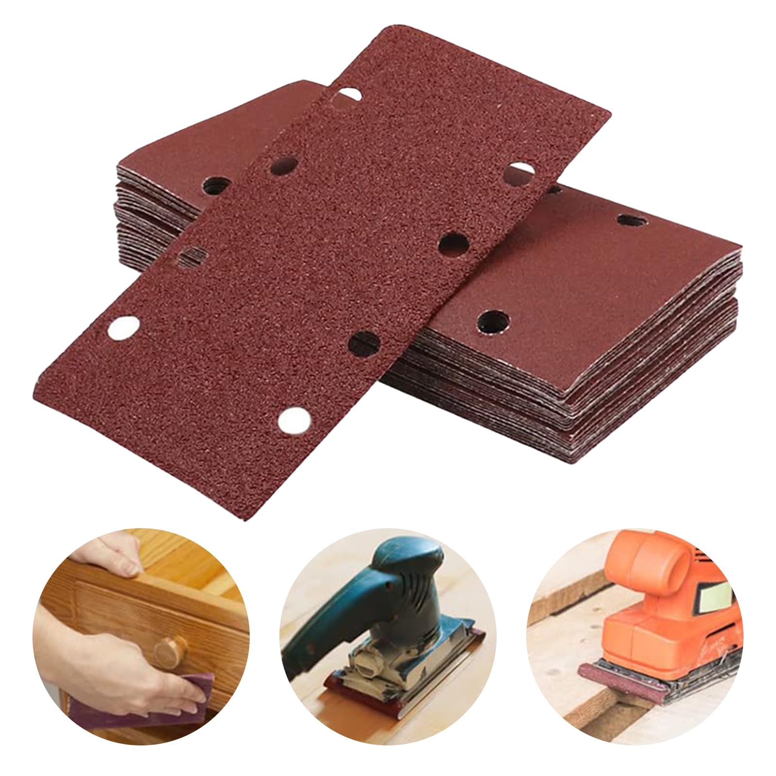 Papier à Poncer 40 Feuilles Abrasives Velcro 93x185mm - 8 Grains (60-1000) Pour Ponceuse Multi Ponceuse Orbitale Accessoires