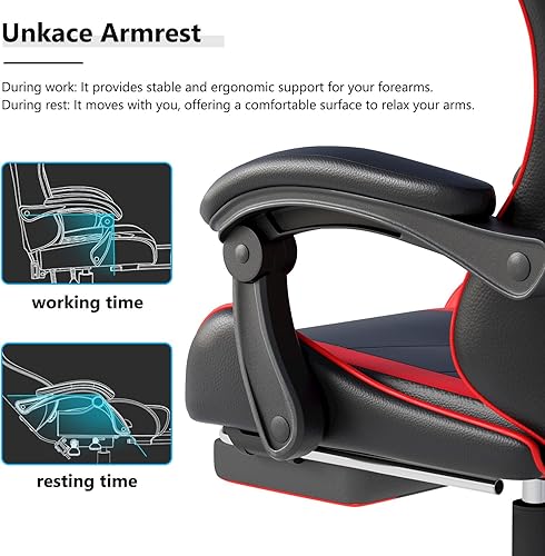 Miniatura 6 de Silla para jugar videojuegos con reposacabezas y soporte lumbar, silla ergonómica de oficina con respaldo alto, silla de escritorio para computadora