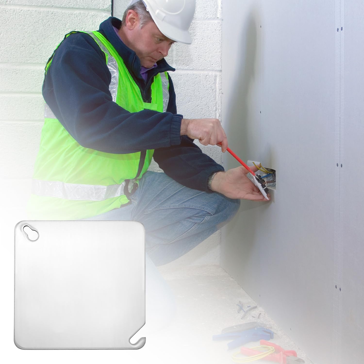 QWORK Metal Electrical Box Cover Plate, 4 Pack 4 Inch Square Flat Blank Junction Box Covers, Heavy Iron Plate Galvanized Electric Box Cover