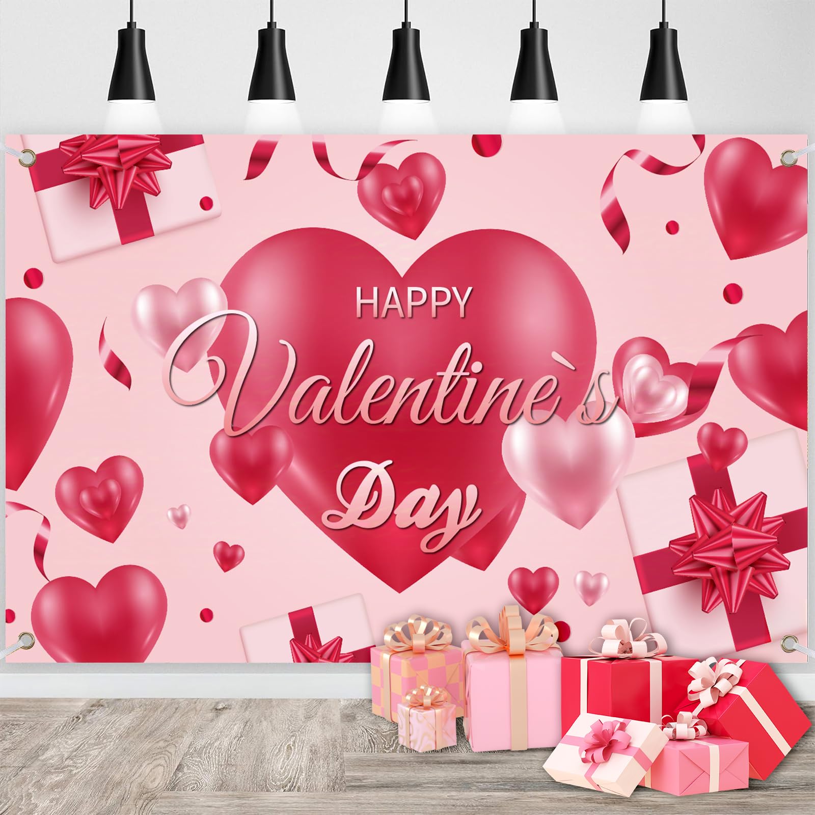 Creaher Valentine's Day Decorations Backdrop Banner Happy Valentines Day Banner, Fabric Valentine's Day Background