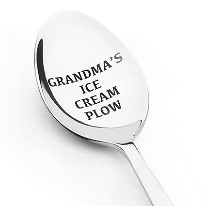 nakouhei Engraved Dessert Spoon, Grandma's Ice Cream Plow, Lovely Grandma Gifts From Granddaughter Grandchildren, Mother's Day Birthday Christmas Grandparent's Day Gifts