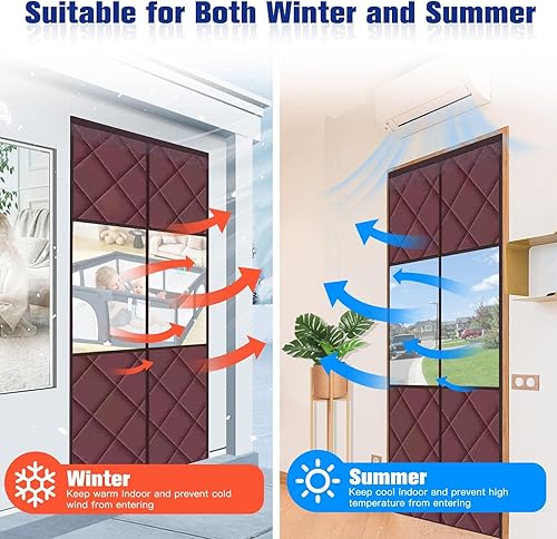 Miniatura 3 de Cortina magnética para puerta con aislamiento térmico, puerta aislante con paneles visibles, apertura central, manos libres, cierre automático,